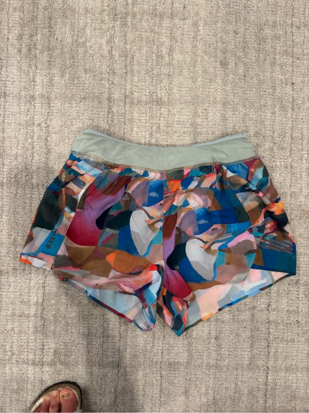 Janji Multicolor Abstract Athletic Shorts with Teal Waistband